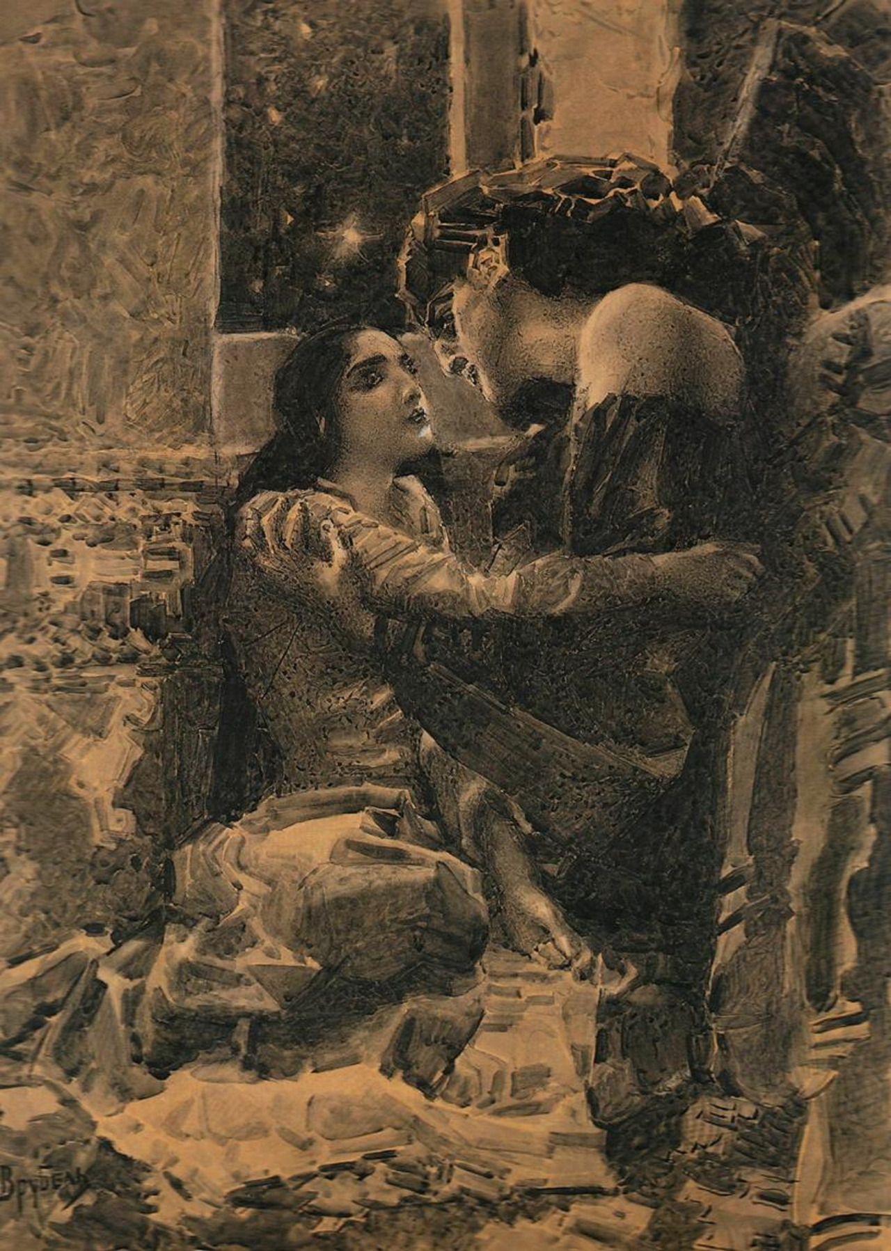 Тамара и Демон. Иллюстрация к поэме М.Ю.Лермонтова, 1890 год